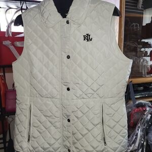 Lauren Ralph Lauren Women's Quilted Vest In I3L Cream  Size Large